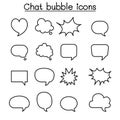 Chat balloon, speech bubble, talking, speaking icon set in thin line style Royalty Free Stock Photo