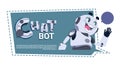 Chat Bot App Cute Robot Chatter Or Chatterbot Technical Support Service ConceptTemplate Banner With Copy Space