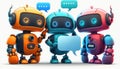 chat bot cartoon artificial intelligence concept, cute character and text message chatting