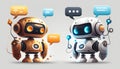 chat bot cartoon artificial intelligence concept, cute character and text message chatting