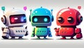 chat bot cartoon artificial intelligence concept, cute character and text message chatting