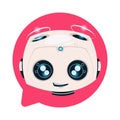 Chatbot Cute Robot In Chat Bubble Icon Isolated Chatterbot Technology Concept