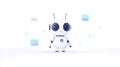 Chat Bot Icon, An engaging 2D depiction of an AI chatbot character with large expressive eyes, situated in the center of a