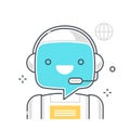 Chat bot related, color line, vector icon, illustration set Royalty Free Stock Photo