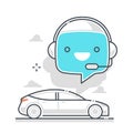 Chat bot related, color line, vector icon, illustration set Royalty Free Stock Photo