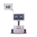 Chat bot. Robot character. Customer support smart AI. Modern chatbot electronic technology. Welcoming android. Helping