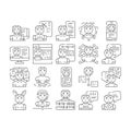 chat bot robot service icons set vector