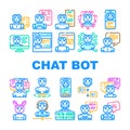 chat bot robot service icons set vector