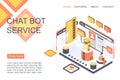 Chat bot service isometric vector landing page template