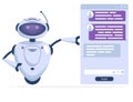 Chat Bot support, Online message dialogue, robot customer help service concept. Vector