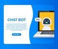 Chat Bot Using Laptop Computer, Robot Virtual Assistance Of Website Or Mobile Applications. Voice support service bot. Royalty Free Stock Photo