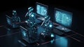 Chat bots working and chatting in computer. AI Generated