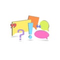 Chat box comments background forum dialog communication symbols and punctuation marks 3d isometric shapes