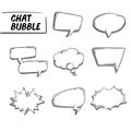 Vector illustration of hand drawing of a blank speech bubble collection.