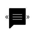 Chat bubble with angle quotes black glyph icon