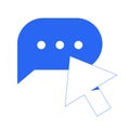 Chat bubble and click cursor 2D line object Royalty Free Stock Photo