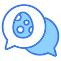 chat bubble, easter egg Blue Outline Simple Icon