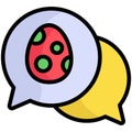 chat bubble, easter egg flat line icon