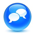 Chat bubble icon glassy cyan blue round button Royalty Free Stock Photo