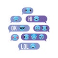 Chat bubble message with kawaii emoji