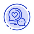 Chat Bubble, Message, Sms, Romantic Chat, Couple Chat Blue Dotted Line Line Icon