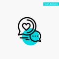 Chat Bubble, Message, Sms, Romantic Chat, Couple Chat turquoise highlight circle point Vector icon Royalty Free Stock Photo