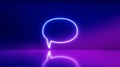 Chat bubble neon light icon in purple background. 3d rendering - illustration Royalty Free Stock Photo