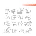 Chat bubble, online messaging line vector icon set