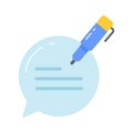 Chat bubble with pencil showing concept icon of message writing