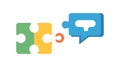 Chat Bubble Puzzle Piece. Communication Solution Icon, vector design Generative AI Royalty Free Stock Photo