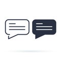 Chat bubble simple icon. Line and solid version, dialogue outline and filled vector sign. Linear and full pictogram