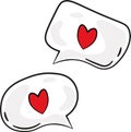 Cute Chat Bubbles or Chat Balloons with heart icon