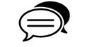 Chat bubbles icon with overlapping speech balloon symbols in black silhouette, simple Royalty Free Stock Photo