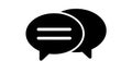 Chat bubbles icon with overlapping speech balloons and text lines, minimalist black silhouette Royalty Free Stock Photo