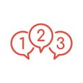 Chat bubbles with numbers 1 2 and 3, balloons text with digits. Stock Vector illustration isolated on white background Royalty Free Stock Photo