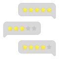 Chat bubbles. Stars rating. Customer review. Online survey. Feedback. Vector