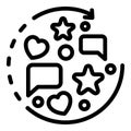 Chat bubbles and stickers icon, outline style