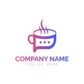 Chat Coffee Logo Design Vector illustration