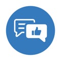 Chat, comment, feedback icon. Blue vector sketch