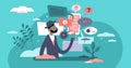 Chat comments and messaging concept flat tiny person vector illustration