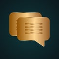 Chat, communicate icon vector logo. Gradient gold metal with dark background