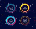 Chat, Copywriting network and Password encryption icons. Calendar sign.