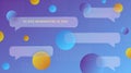 Chat dialog boxes in glass morphism effect style. Transparent frosted acrylic speech bubble on color gradient circles