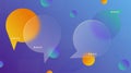 Chat dialog boxes in glass morphism effect style. Transparent frosted acrylic speech bubble on color gradient circles