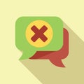 Chat dislike icon flat vector. Social media