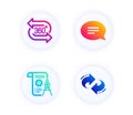 Chat, Divider document and 360 degree icons set. Refresh sign. Speech bubble, Report file, Virtual reality. Vector