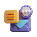 Chat Email 3D Icon with Messaging Symbol for Digital Conversation and Communication Graphics Royalty Free Stock Photo