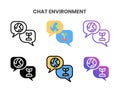 Chat Environment icons set with different styles. Royalty Free Stock Photo