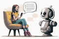 Chat GPT Artificial Intelligence chat bot by Open AI. Robot for communication, student education. Generative AI.