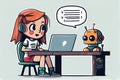 Chat GPT Artificial Intelligence chat bot by Open AI. Robot for office worker, student education. Generative AI.